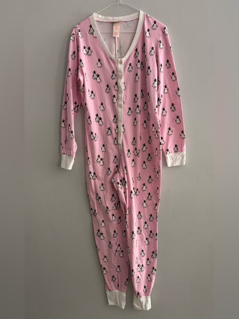 BedHead Pajamas Pink Penguin Premium Union Suit One Piece Size Large Made in USA